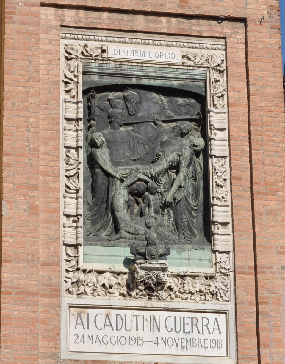 allegoria della morte del soldato (monumento ai caduti - a lapide) di Casalini Giuseppe (sec. XX)