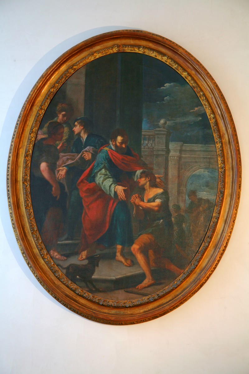 Ritorno del figliol prodigo, scena biblica (dipinto, pendant) - ambito bolognese (inizio sec. XVIII)