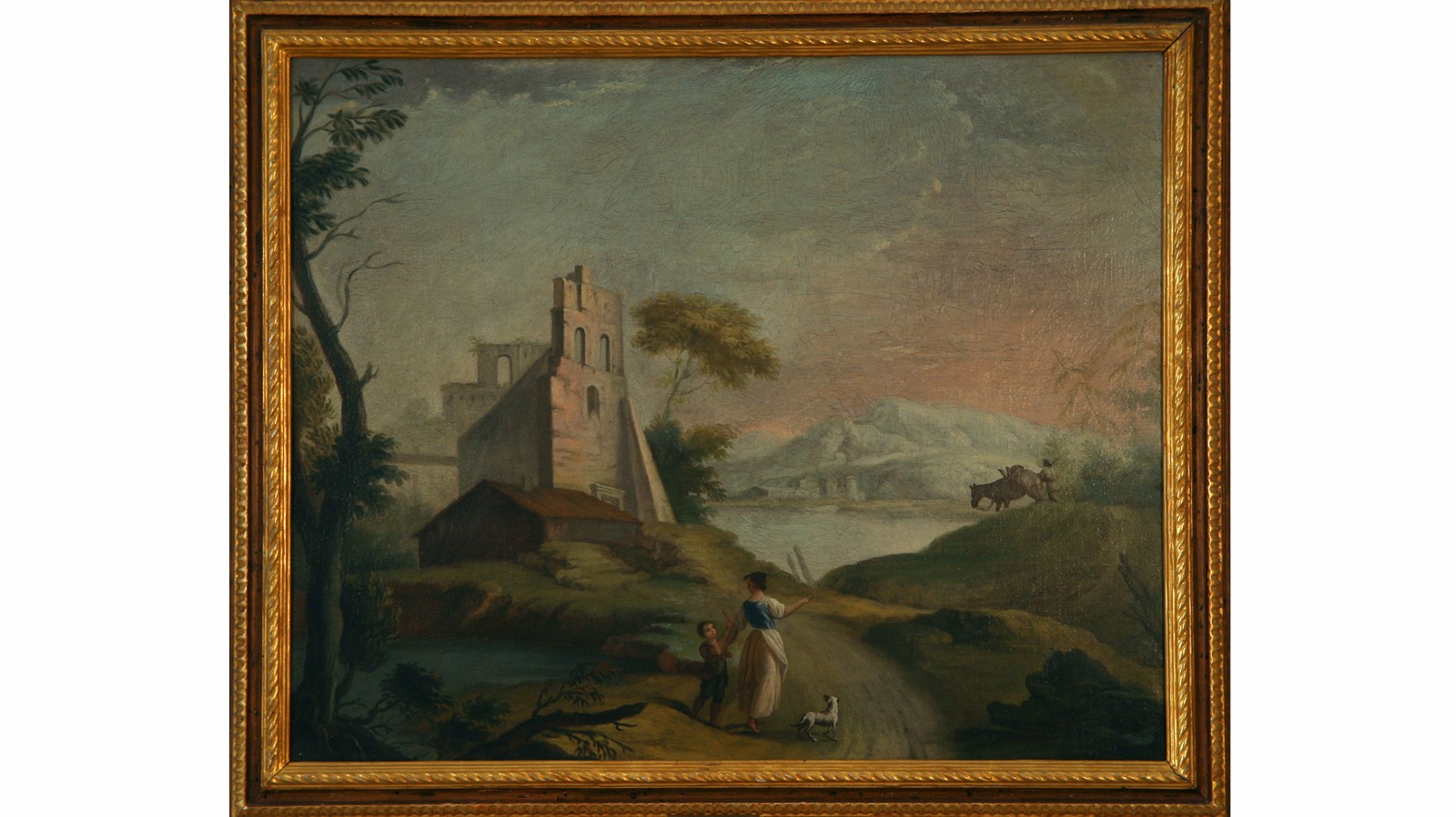 paesaggio con figure, paesaggio di genere (dipinto) - ambito piemontese (sec. XVIII)