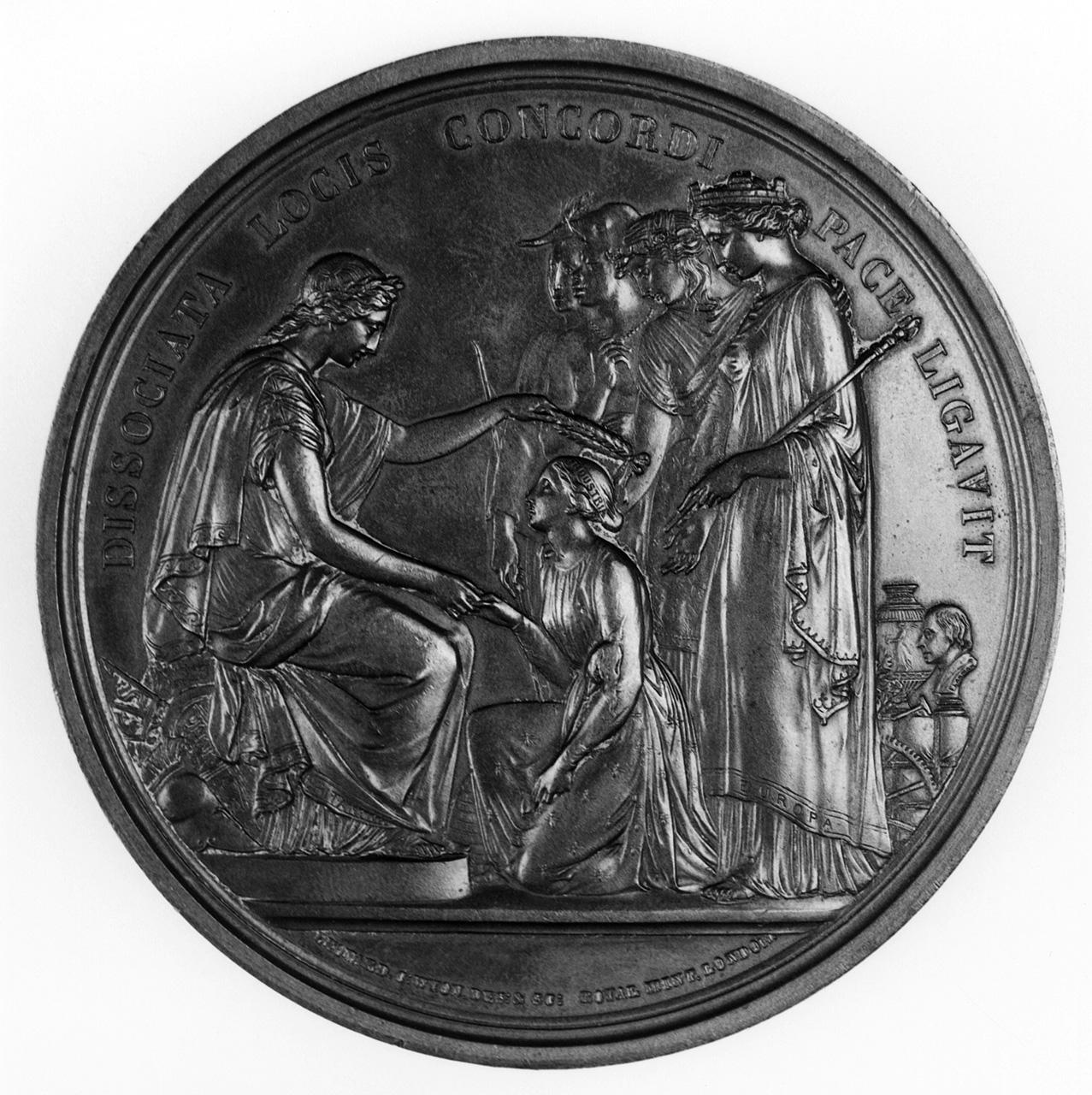 ritratti della regina Vittoria e del principe Alberto (recto)// allegoria (verso) (medaglia) di Wyon William (sec. XIX)