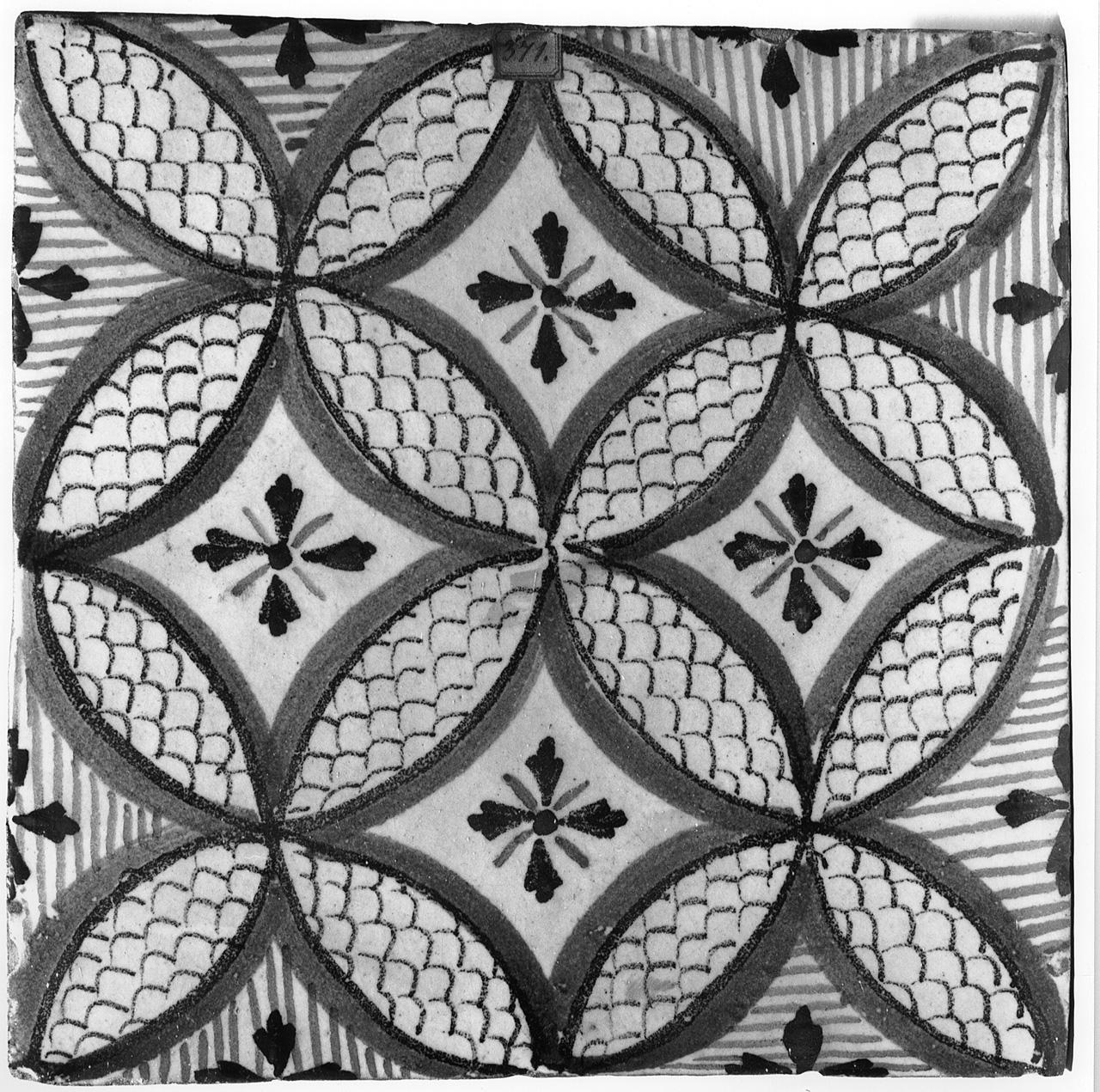 motivi decorativi geometrici e vegetali stilizzati (mattonella, serie) di Martinez Filippo manifattura (fine/ inizio secc. XIX/ XX)