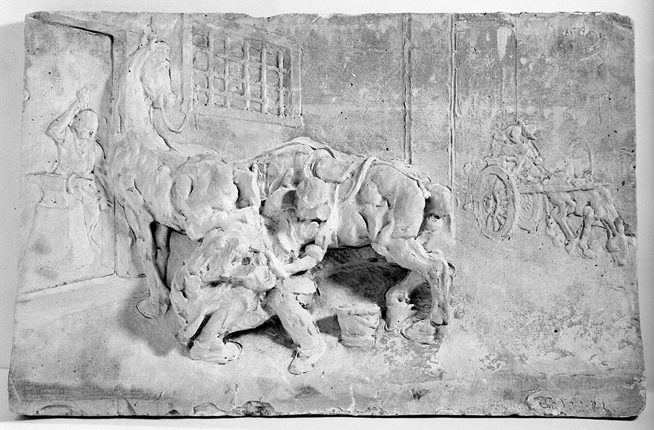 ferratura dei cavalli (rilievo) di Catarzi Bruno (sec. XX)