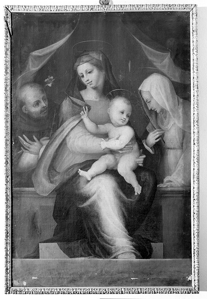 Madonna con Bambino tra San Domenico e Santa Caterina da Siena (dipinto) di Signoroccio Paolo detto Fra' Paolino (attribuito) (sec. XVI)