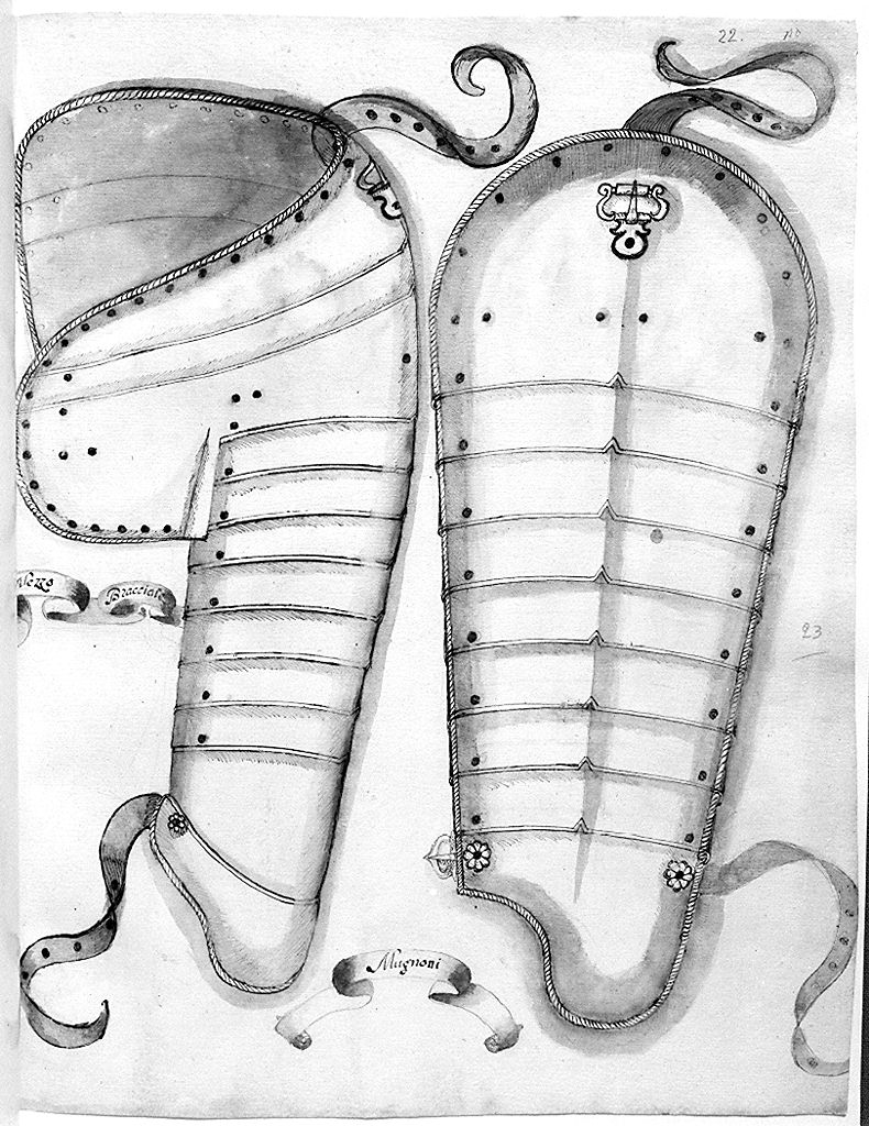 bracciale d'armatura (disegno) - ambito toscano (secc. XVII/ XVIII)