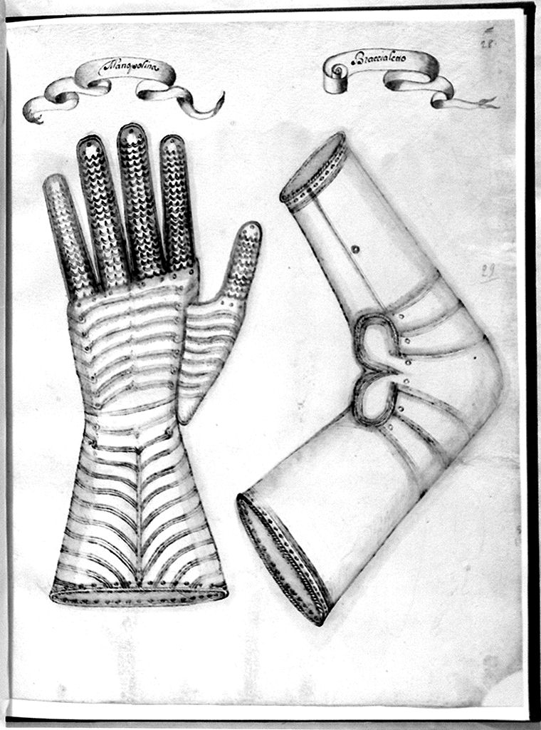 bracciale d'armatura (disegno) - ambito toscano (secc. XVII/ XVIII)