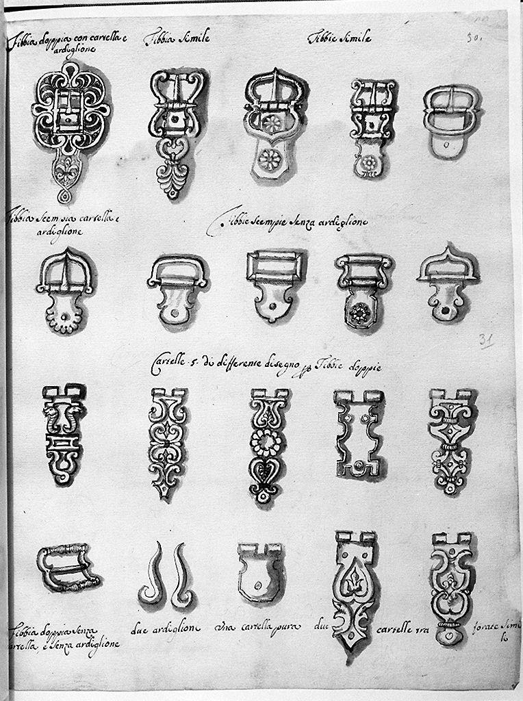 fibbie (disegno) - ambito toscano (secc. XVII/ XVIII)