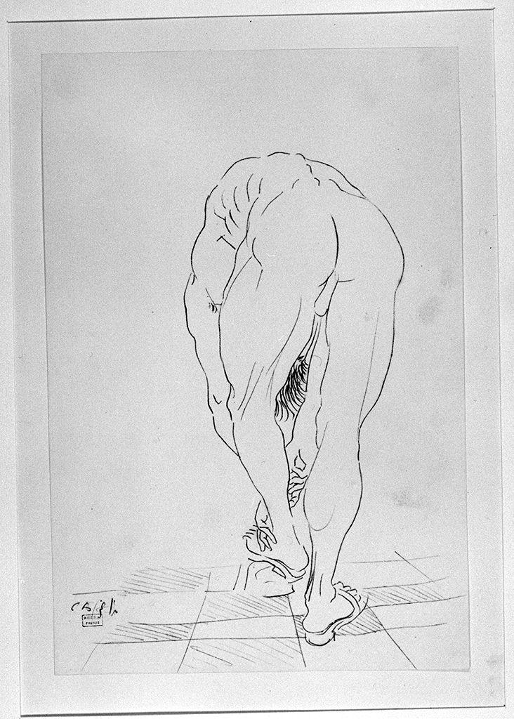 figura maschile nuda (disegno) di Cagli Corrado (sec. XX)