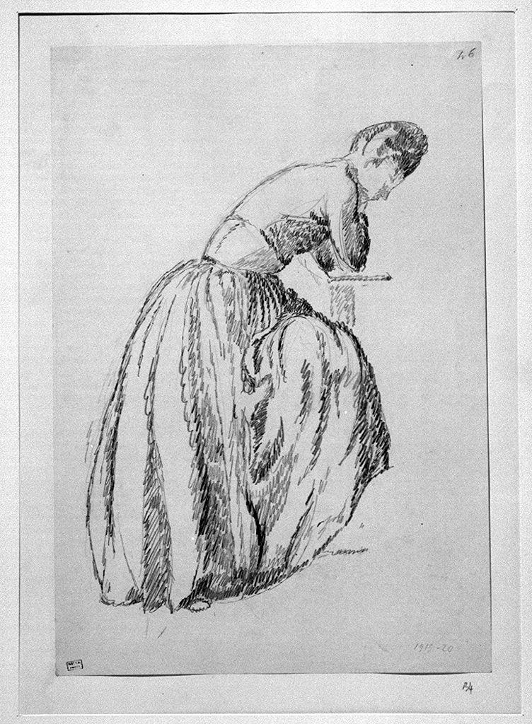 figura femminile seduta (disegno) di Andreotti Libero (sec. XX)