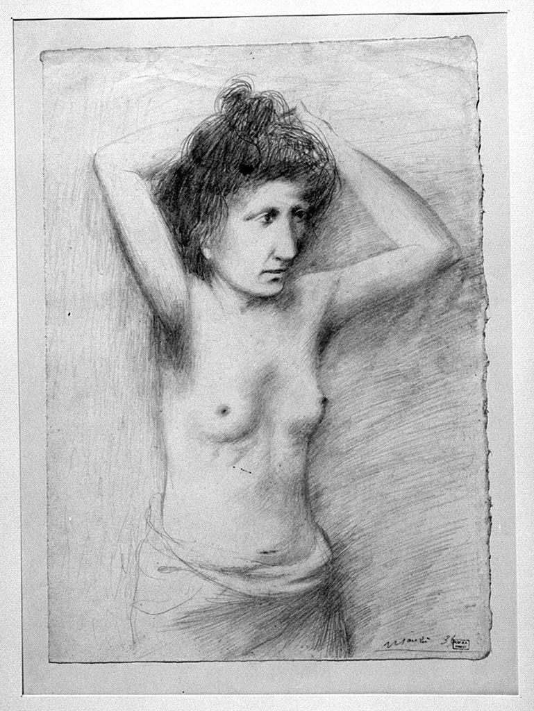 figura femminile che si pettina (disegno) di Manzoni Giacomo detto Giacomo Manzù (sec. XX)