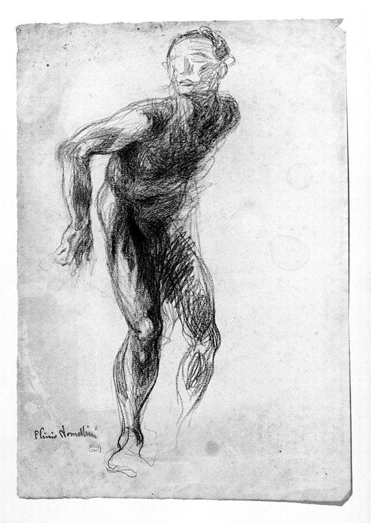 figura maschile nuda (disegno) di Nomellini Plinio (sec. XX)