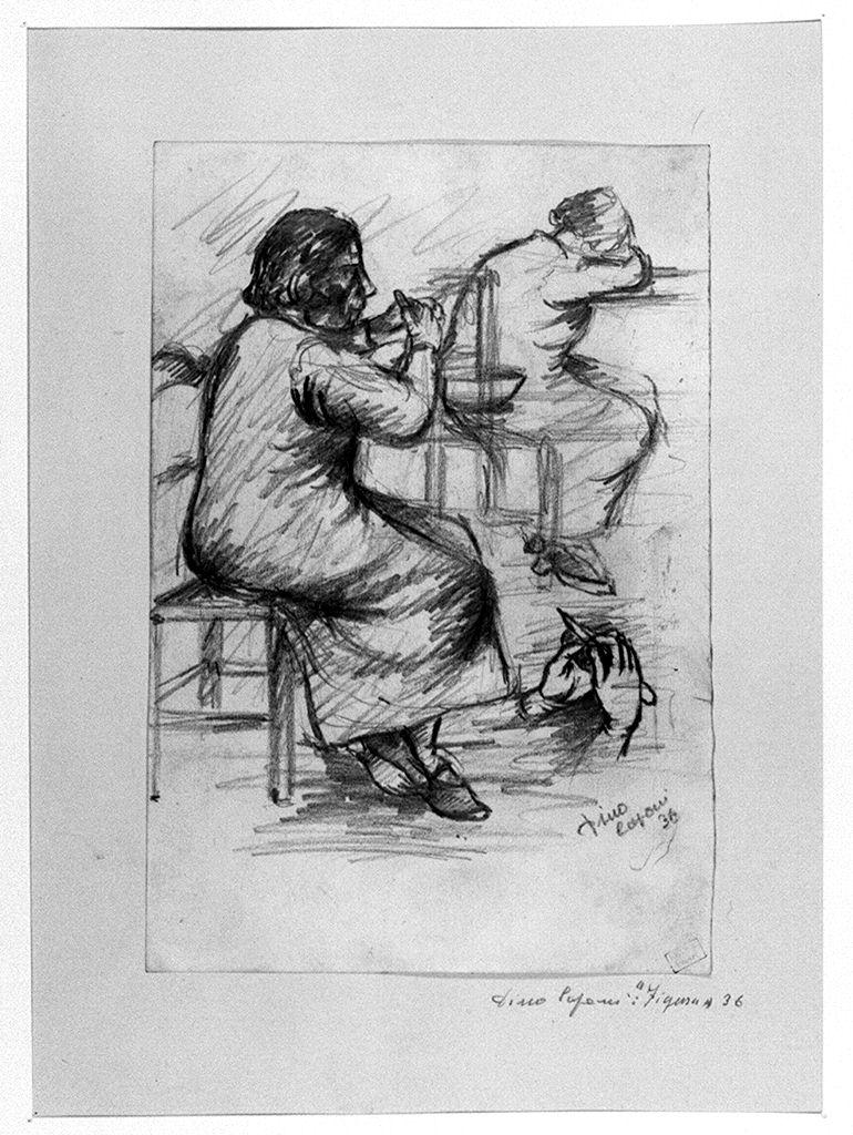 figura femminile seduta (disegno) di Caponi Dino (sec. XX)