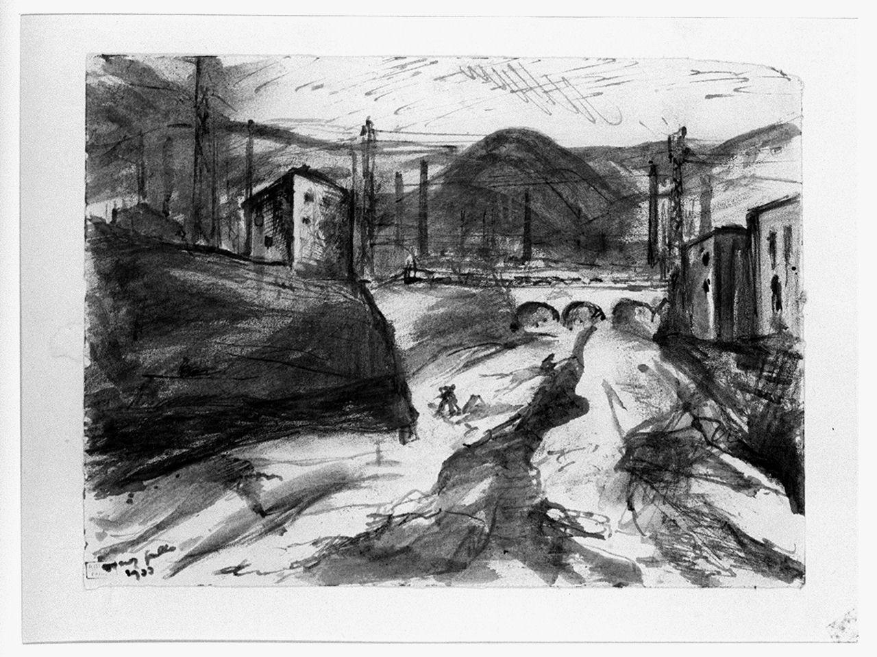 paesaggio (disegno) di Gallo Oscar (sec. XX)