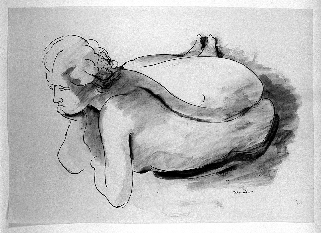 figura femminile nuda (disegno) di Tribaudino Giuseppe (sec. XX)
