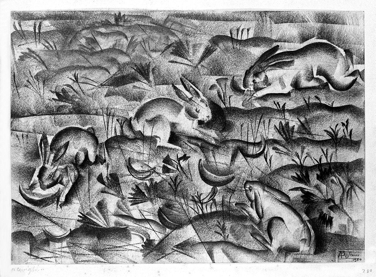 conigli (disegno) di Pisani Angelo (sec. XX)