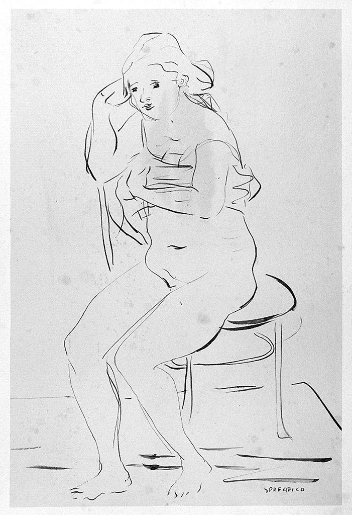 figura femminile nuda (disegno) di Spreafico Leonardo (sec. XX)