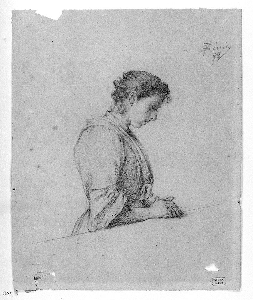 figura femminile a mezzo busto (disegno) di Simi Filadelfo (sec. XIX)