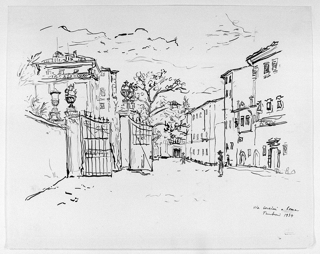 veduta di via Corsini a Roma (disegno) di Tamburi Orfeo (sec. XX)