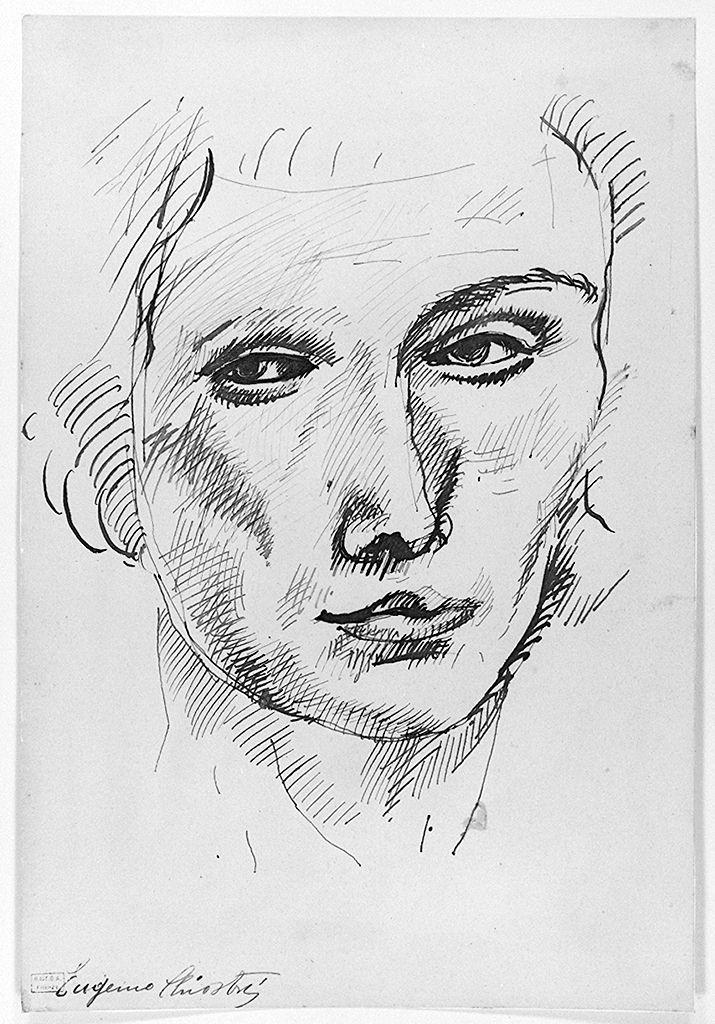 testa di donna (disegno) di Chiostri Eugenio Luigi Raffaello (sec. XX)
