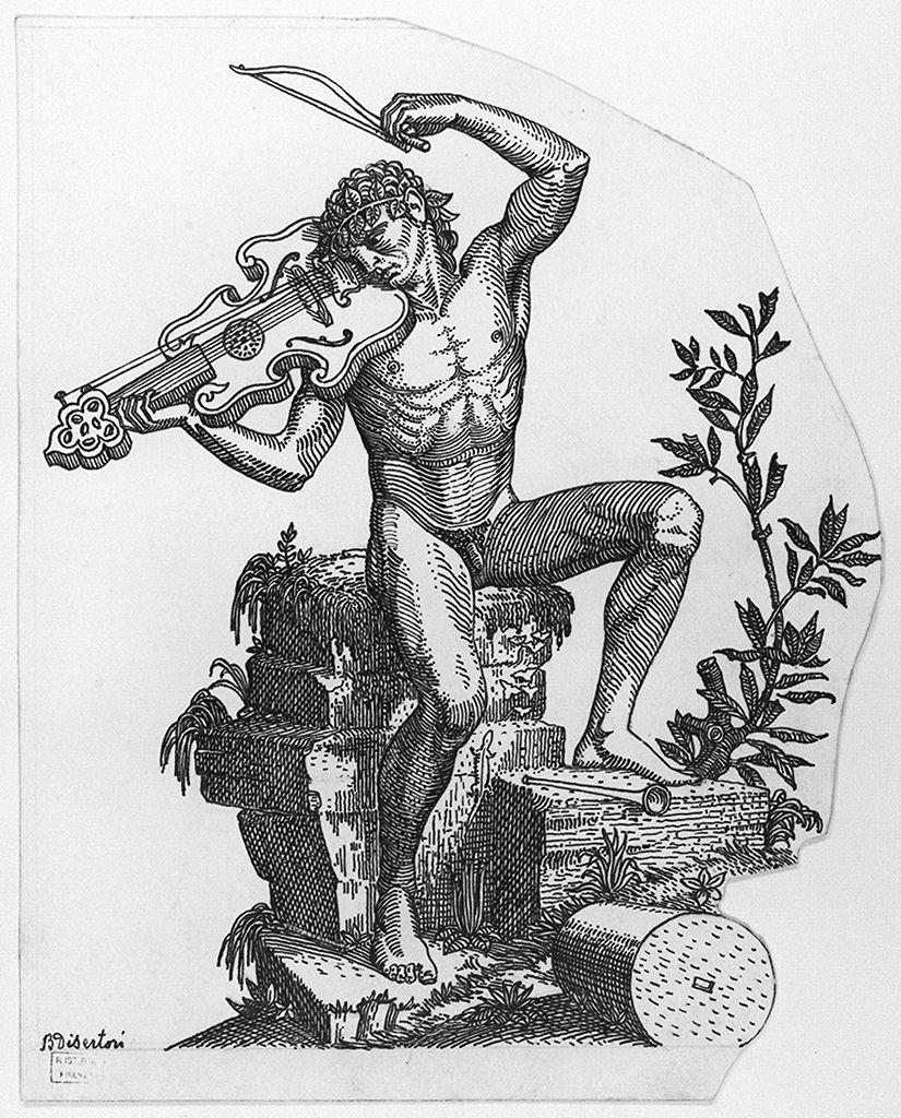 Apollo citaredo (disegno) di Disertori Benvenuto Mario (sec. XX)