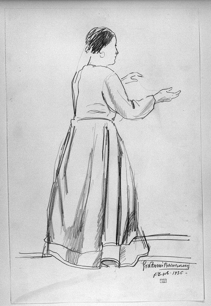 figura femminile (disegno) di Brancaccio Giovanni (sec. XX)