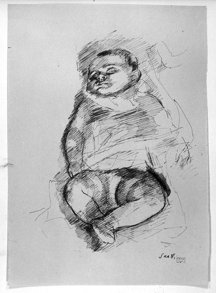 bambino dormiente (disegno) di Saetti Bruno (sec. XX)