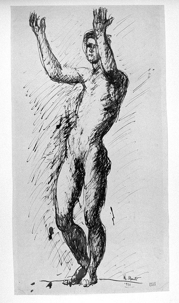 giovane nudo (disegno) di Monti Rolando (sec. XX)