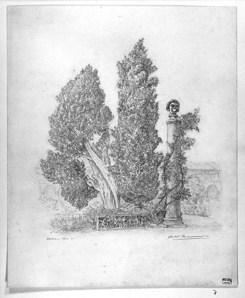 paesaggio con alberi (disegno) di Mauroner Fabio (sec. XX)