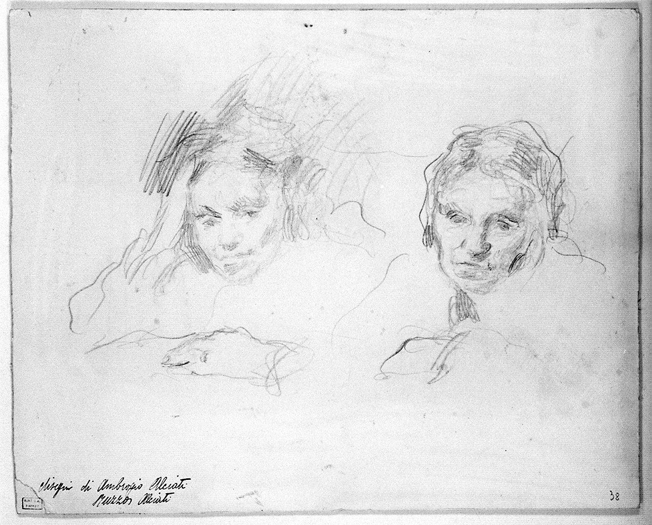 due figure a mezzo busto (disegno) di Alciati Ambrogio (sec. XX)