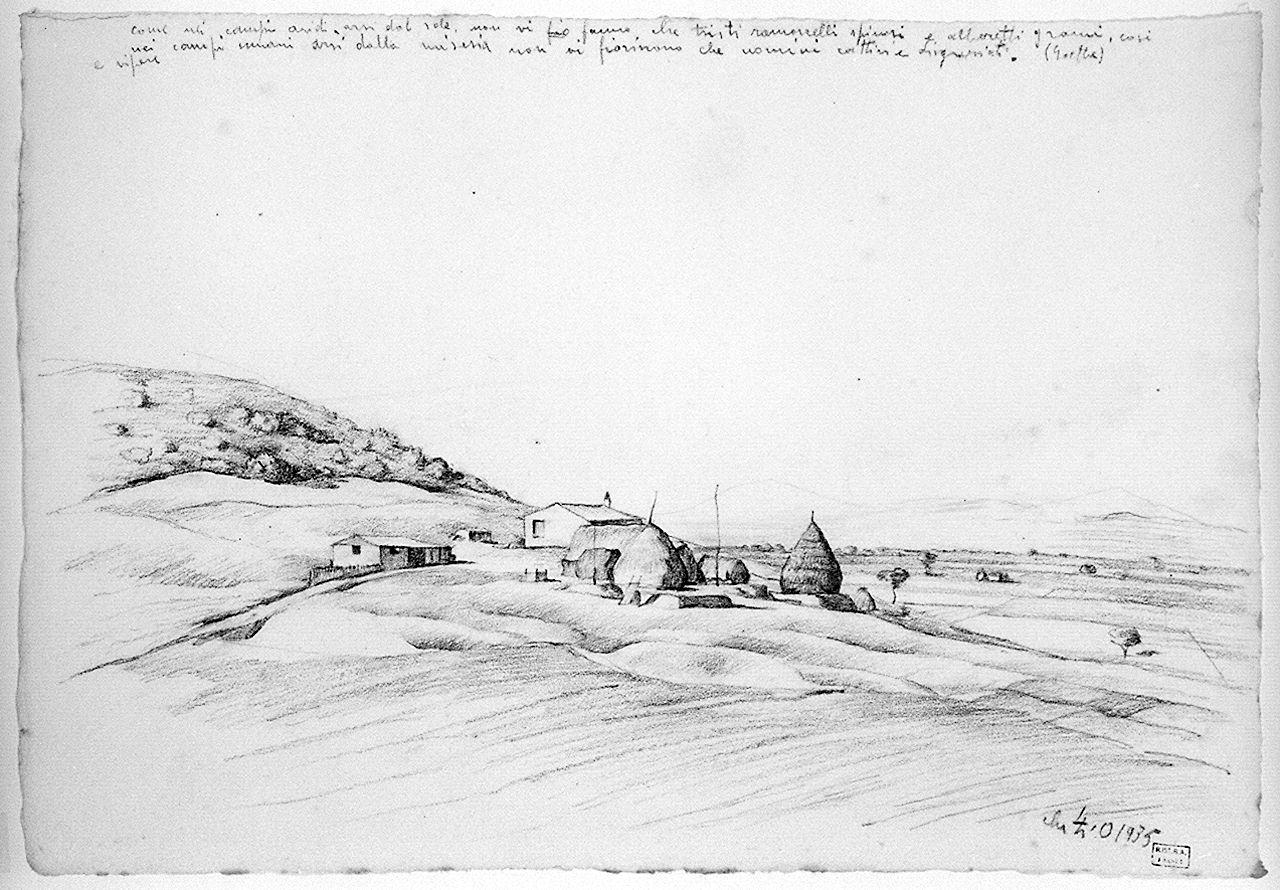 paesaggio rurale (disegno) di Chiti Otello (sec. XX)