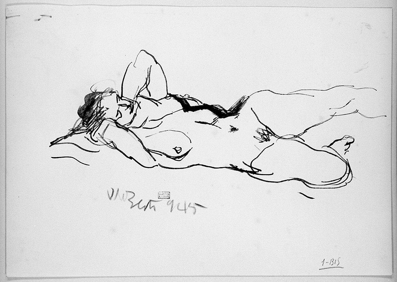 figura femminile nuda (disegno) di Berti Vinicio (sec. XX)