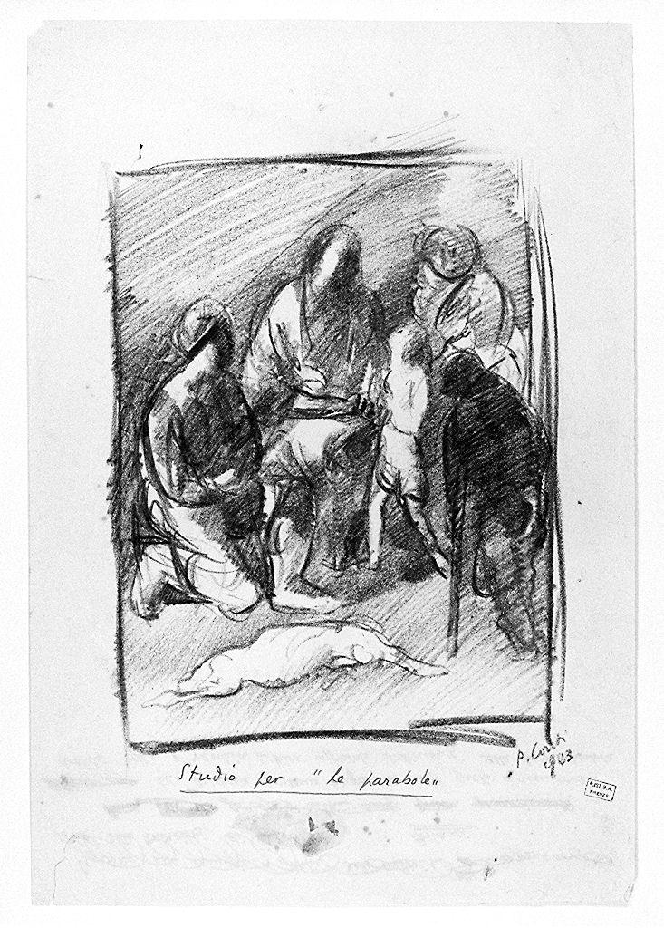 studio per "Le parabole", scena biblica (disegno) di Conti Primo (sec. XX)