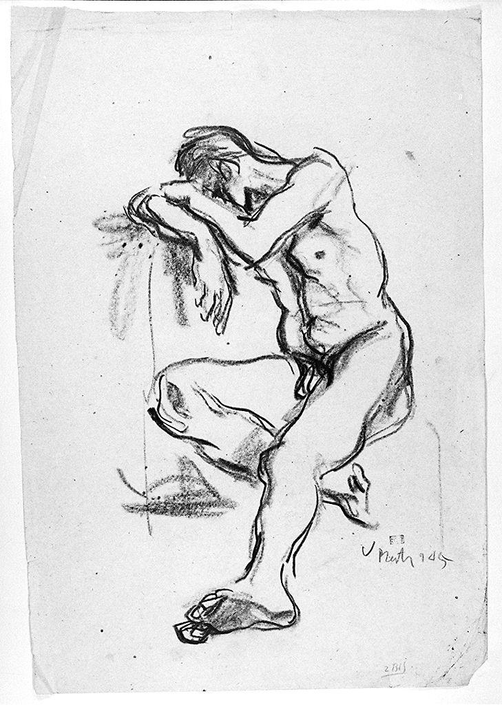 figura maschile nuda (disegno) di Berti Vinicio (sec. XX)