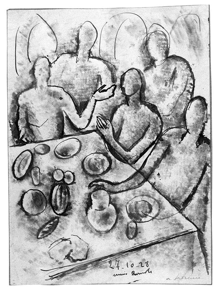 figure a tavola (disegno) di Romoli Mario (sec. XX)