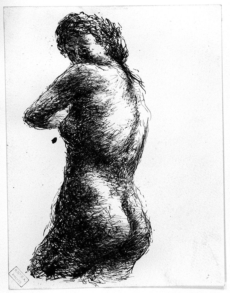 figura femminile nuda (disegno) di Ziveri Alberto (sec. XX)