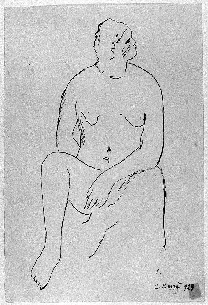 figura femminile nuda (disegno) di Carrà Carlo (sec. XX)