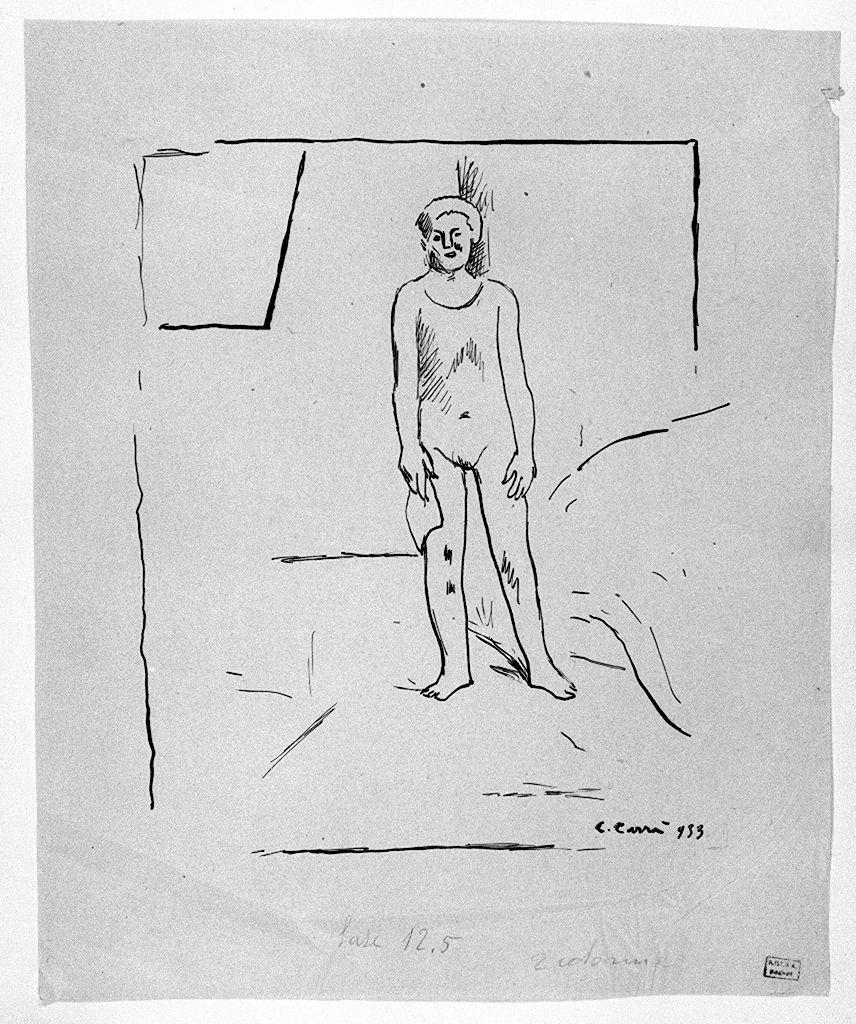 figura maschile nuda (disegno) di Carrà Carlo (sec. XX)