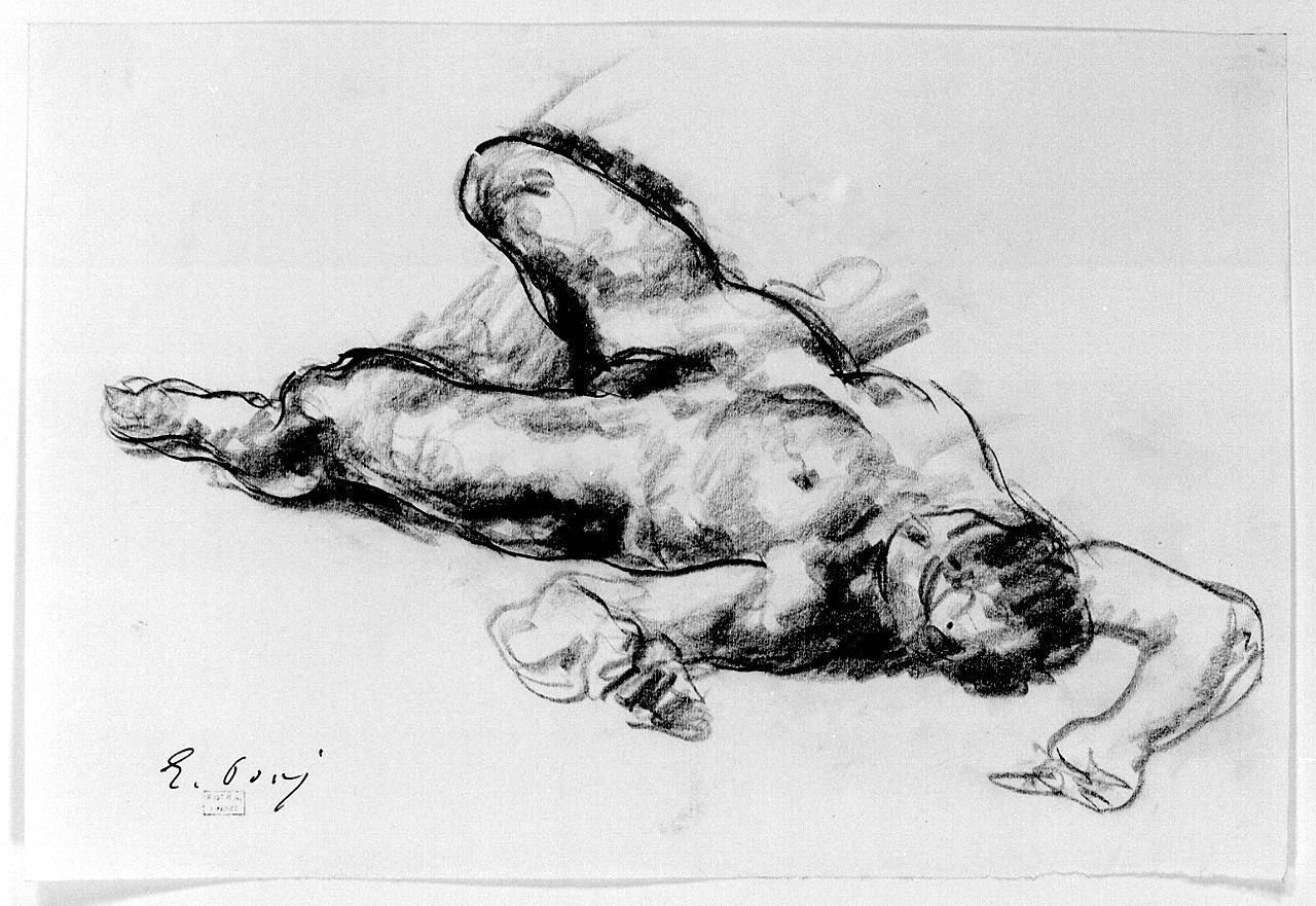 figura maschile nuda (disegno) di Pozzi Ennio (sec. XX)