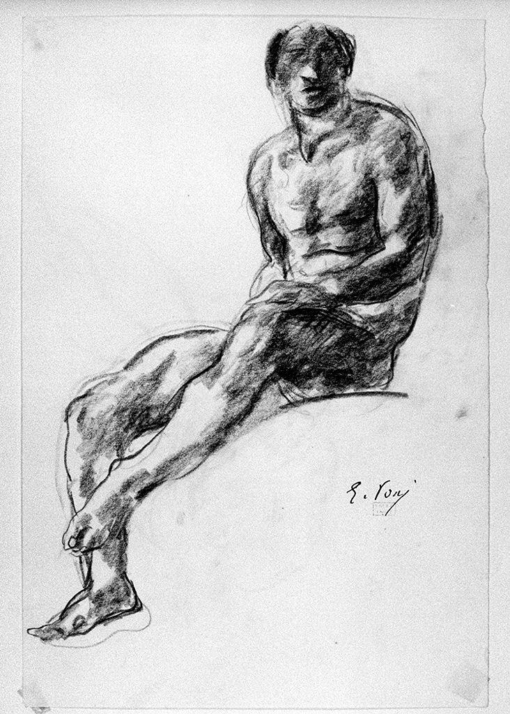 giovane nudo (disegno) di Pozzi Ennio (sec. XX)
