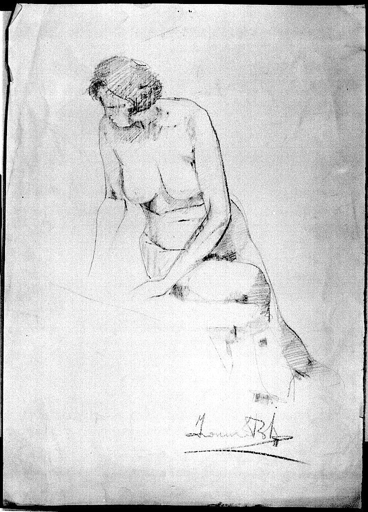 figura femminile nuda (disegno) - ambito italiano (sec. XX)