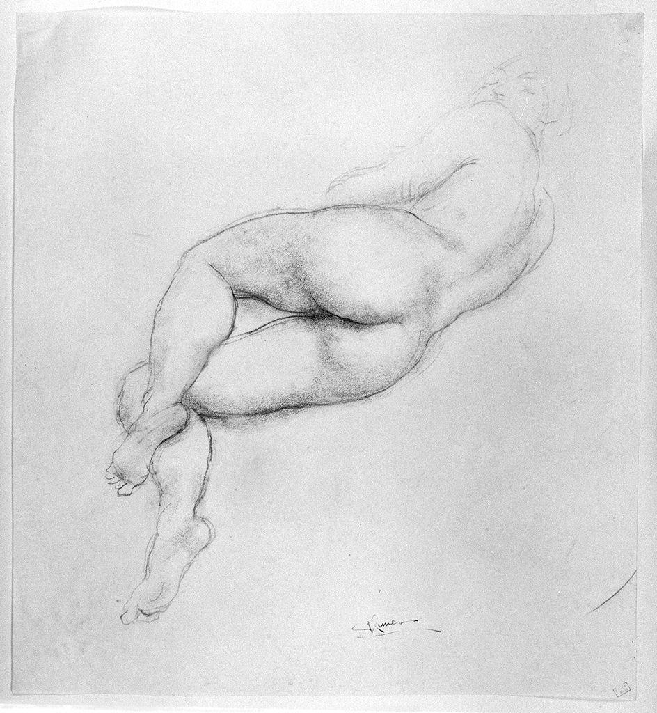 figura femminile nuda (disegno) di Cuneo Renata (sec. XX)