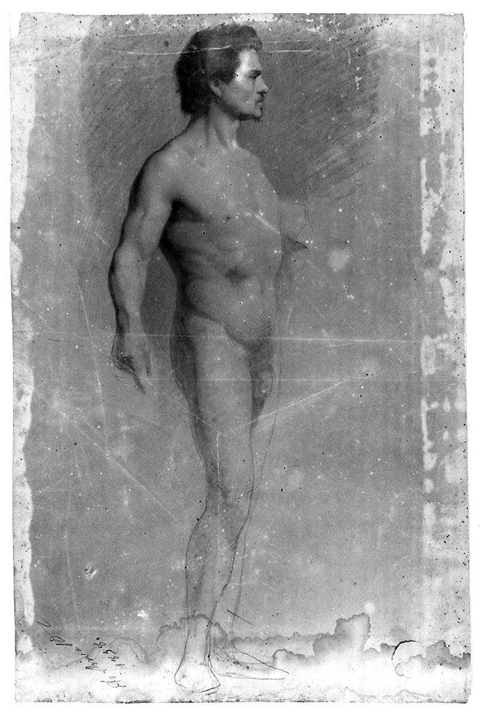 giovane nudo (disegno) di Rivalta Augusto (sec. XIX)