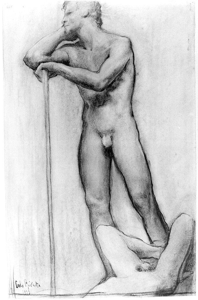 giovane nudo (disegno) di Rivalta Carlo (sec. XX)