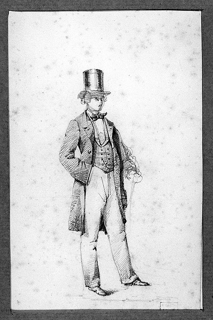 figura maschile con cappello a cilindro (disegno) - ambito fiorentino (sec. XIX)