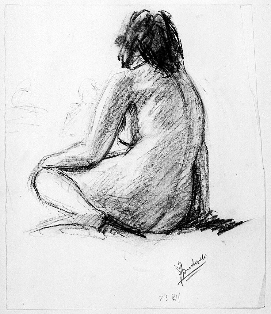 figura femminile nuda (disegno) di Lombardi Fernando (sec. XX)
