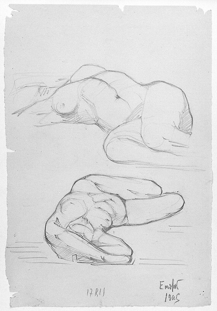 figura femminile nuda (disegno) di Corti Emo (sec. XX)