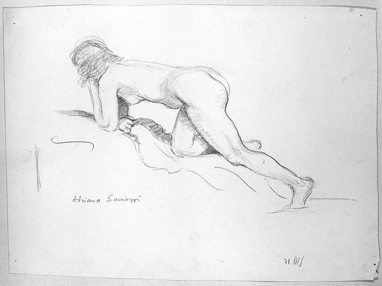 figura femminile nuda (disegno) di Saviozzi Adriana (sec. XX)