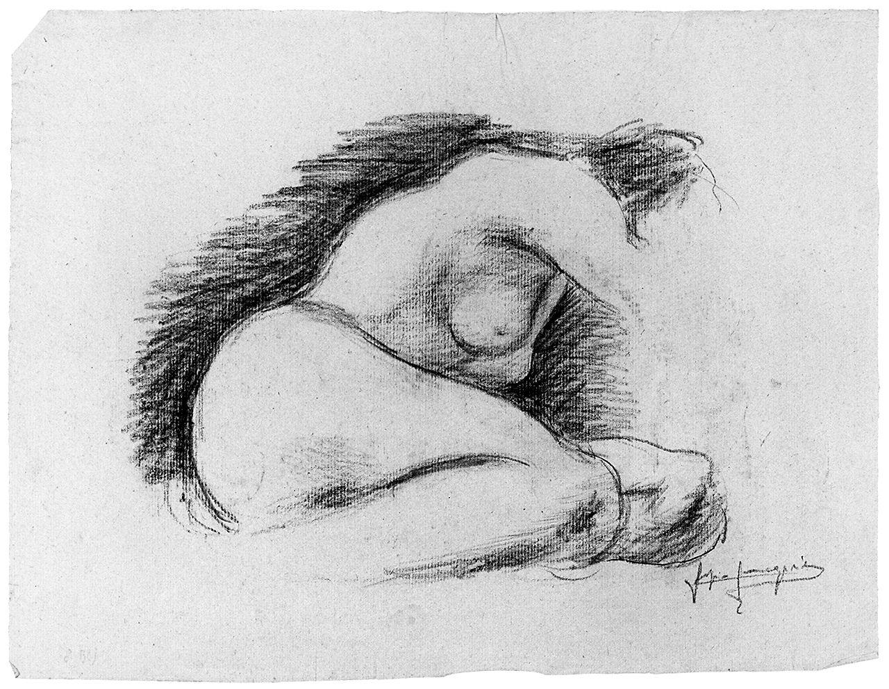 figura femminile nuda (disegno) di Jacquier Sergio (sec. XX)