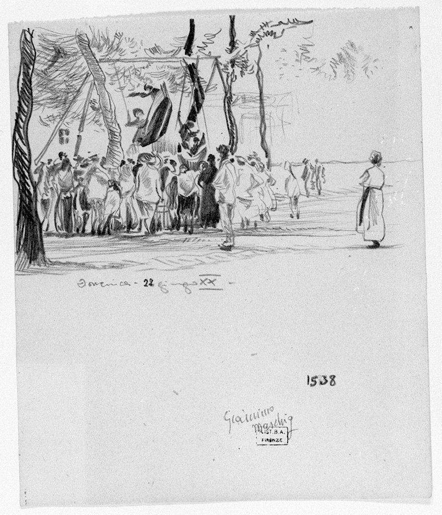 paesaggio con alberi (disegno) di Marchig Giannino (sec. XX)