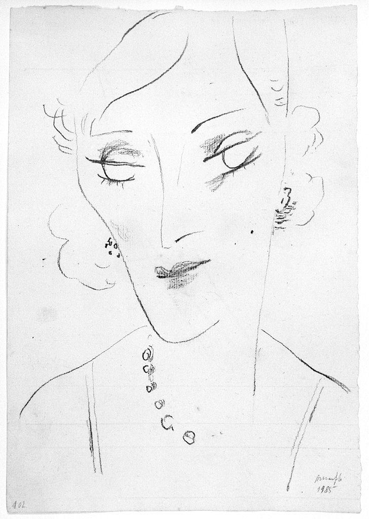 ritratto di donna (disegno) di Manfredi Alberto (sec. XX)