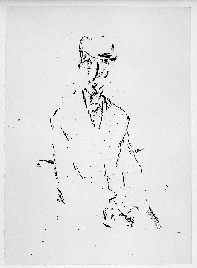 figura maschile seduta (disegno) di Bruscaglia Renato (sec. XX)